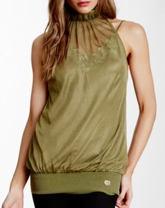 Roberto Cavalli Layered Silk Cami & Sweater Tank Green 10 US/44 IT NWT $532 - Picture 1 of 6