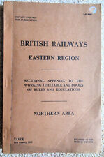 Eastern Region Northern Area Sectional Appendix to Working Timetable  1969