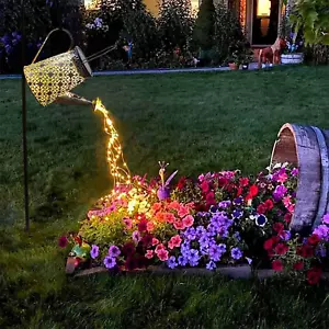 Solar Watering Can Lights, Large Retro Metal Hanging Solar Lights Outdoor Waterp - Picture 1 of 9