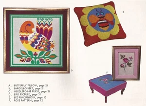 Nadelspitzenmuster Schmetterling Rose Biene Iris Bargello Vintage 197er P42 - Bild 1 von 8