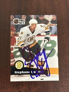 1991-92 Pro Set #350 Stephane Quintal AUTO Boston Bruins AUTOGRAPH Signed - Picture 1 of 2