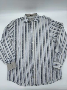 Bugatchi Shirt Men’s XLT Blue Striped Paisley Print Button Up Long Sleeve - Picture 1 of 9