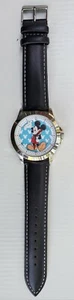 Disney's Mickey Mouse Black Faux Leather Band Wrist Watch MCKAQ16096 A7 - Picture 1 of 6