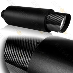 UNIVERSAL 4" SLANT CARBON TIP 2.5" INLET BLACK T-304 RACING EXHAUST MUFFLER - Picture 1 of 5