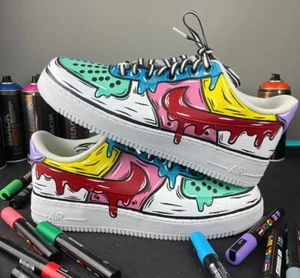 Air Force 1 Custom 'Multi Color Graffiti Cartoon' Retro Shoes Men's Women's Kids - Picture 1 of 24