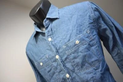 Camisa vaquera de mezclilla American Eagle azul abotonada manga larga para hombre talla pequeña Foto 1 de 4