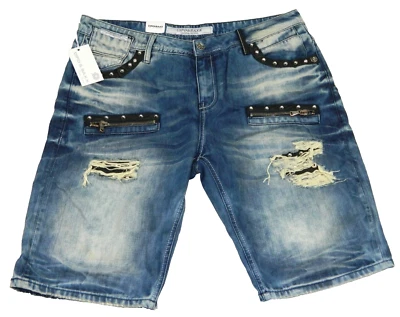 Pantalones Cortos Jean Para Hombre NUEVOS CIPO & BAXX CK181 Etiqueta Azul Destruido 38 Medido Talla 37 Foto 1 de 3