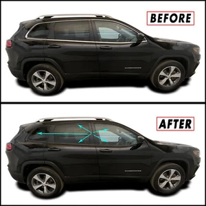 Superposición de apagón cromado eliminación para borde de ventana Jeep Cherokee 2014-23 - Imagen 1 de 3