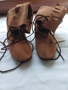 Mittelalter Wikinger LARP Pirat Stiefel Leder braun mit Stulpe Gr. 40 - Neu - Bild 1 von 8
