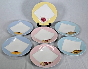 Set (7) Godinger 7-1/2" Muschel Pastell Dessertteller - Bild 1 von 9