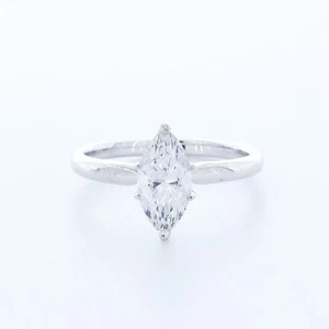 ANILLO SOLITARIO CLÁSICO ORO BLANCO 14K MARQUESA E/VVS1 DIAMANTE CREADO EN LABORATORIO 1,3 QUILATES - Imagen 1 de 4