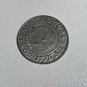 Moneda Continental Dólar Moneda 1776 Guerra Revolucionaria Moderna Restrike Estaño - Imagen 1 de 4