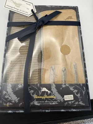 Tommy Bahama Box Set Mezcla Lana Merino Talla Única Sombrero S/M Guantes Cuero Arena Foto 1 de 4