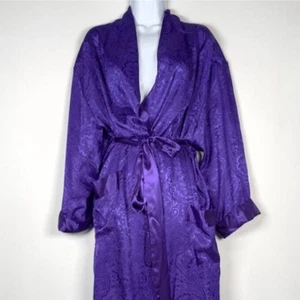 Accappatoio lungo donna raso viola Victoria's Secret etichetta oro anni 80 taglia S - Foto 1 di 8