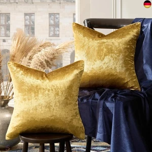GIGIZAZA 2er Set Gold Kissenbezug Samt Kissenbezüge Dekorative Kissenhülle S - Bild 1 von 9