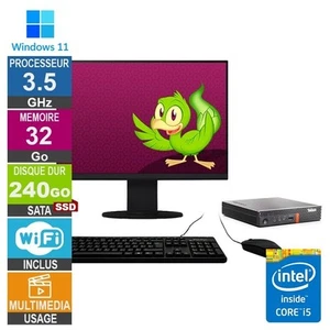 Lenovo M920q i5-8500T 3.50GHz 32Go/240Go SSD Wifi W11 + Ecran 20 - Photo 1/1