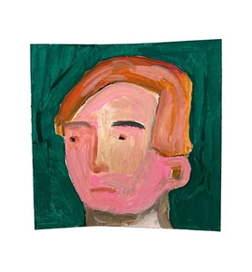 Portrait Painting Original Quirky Naive Expressive Clean Shaven Man Art - Picture 1 of 11