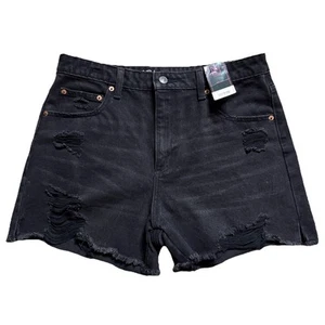 No Boundaries Juniors Black Cut Off Jean Shorts Size 13 Distressed High Rise - Picture 1 of 15