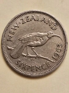 1965 NEW 🇳🇿 ZEALAND SIXPENCE WORLD COIN KM26.2 QEII VERY FINE DETAIL FREE SHIP - Picture 1 of 4