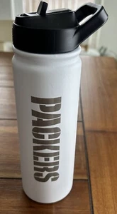 PACKERS Logo Brands 24Oz Stainless Steel White Silver Water Bottle NFL Green Bay - Picture 1 of 8