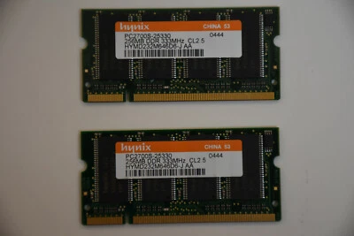 Hynix Laptop Memory PC-2700 256MB 333MHZ CL2.5 Lot of 2 Free ship - Image 1 of 3