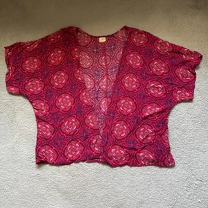 O'Neill Short Sleeve Top Red Floral Women's Size M/L Womens Viscose Tee Blouse - Picture 1 of 6