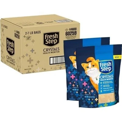 Fresh Step Crystals Health Monitoring Cat Litter, Unscented, 14 lbs total 2 BAGS