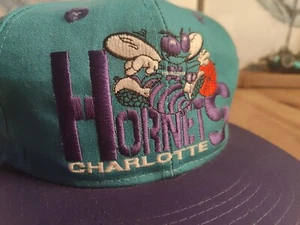 Charlotte Hornets Baseball Cap New W RARE ALL WHITE STRAIGHT BOTTOM NAME ROCKER - Picture 1 of 13