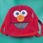 Elmo Seasame Street Kids Toddler Small Plush Fuzzy Red Zipper Backpack Bookbag