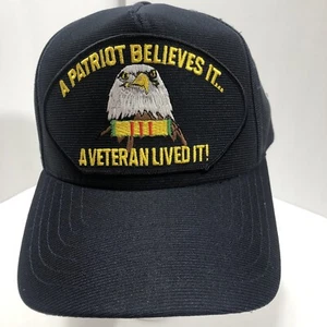 Trucker Hat A Patriot Believes It A Veteran Lived It! Dark Blue New W/O Tags - Picture 1 of 8
