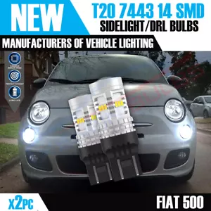14 SMD 7443 Fiat 500 2007+ Bright White LED Daytime Running Lights DRL Bulbs - Picture 1 of 7