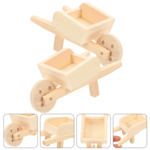 2 Pcs Home Decoration Model Mini Cart Barrows Wheelbarrow Tabletop Doll House - Afbeelding 1 van 12