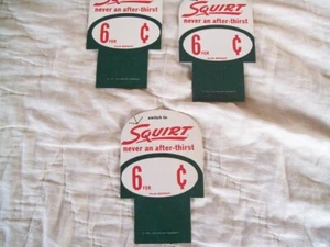3 Original Vintage 1956 NOS SQUIRT SODA POP 6-Pack Cardboard Price Soda Sign - Picture 1 of 5
