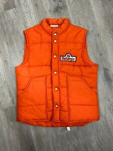 King Louie ProFit Betamix Button Up Puffer Vest Orange Vtg 80s Mens Medium 40/42
