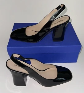 Stuart Weitzman Women's Black Crvblock 85 Slingback Pump Block Heels 8.5 - Picture 1 of 7