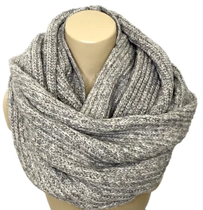 Banana Republic Infinity Scarf Chunky Knit Gray Cotton Blend NEW - Picture 1 of 10
