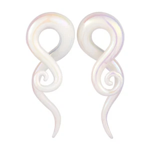 PAIR PYREX GLASS EAR PLUGS TUNNELS SPIRAL TWIST TAPER EARRING EAR GAUGE EXPANDER - Picture 1 of 27