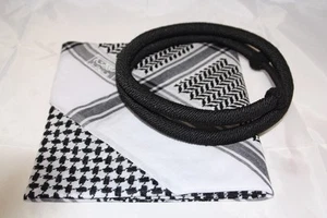 Blanco Arafat árabe bufanda chal Keffiyeh Kafiya shemagh palestina + Igal... - Imagen 1 de 19