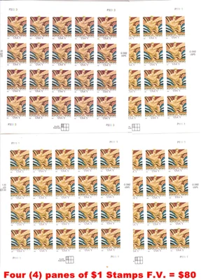 Cuatro (4) hojas x 20 = $80 de 2003 Wisdom estampillas postales de Estados Unidos Scott #3766 Foto 1 de 4