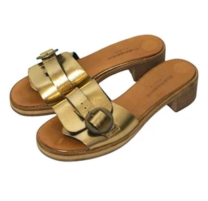 Clergerie Mules Gold Classic Basic Summer Metallic Shoes Sandals EU 35.5 - Picture 1 of 16
