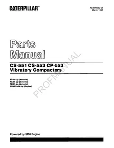 Caterpillar CS 551 CS 553 CP 553 Vibratory Compactor Parts Catalog Manual - Picture 1 of 1