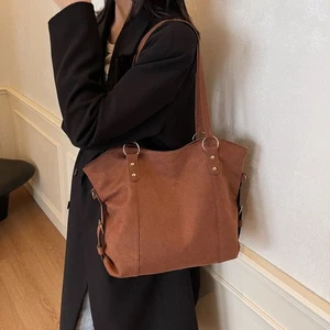 Solid Color Women's Crossbody Bag Casual Travel Handbags Suede Tote Bag Lady - Picture 1 of 10