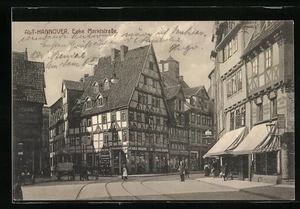 Hannover, Ansichtskarte, Ecke Marktstrasse mit Geschäften 1914 - Picture 1 of 2
