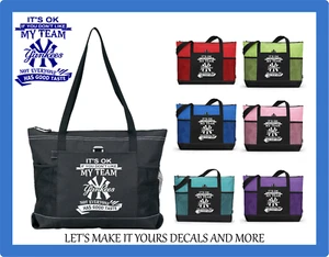 NY YANKEES INSPIRED TOTE IT'S OKAY IF YOU DON'T LIKE MY TEAM PURSE SPORT GYM BAG - Picture 1 of 10