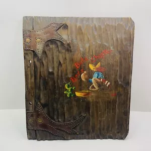 60er Jahre Western Cowboy Motiv Vintage Sammelalbum Holzeinband mit Lederriemen - Bild 1 von 20