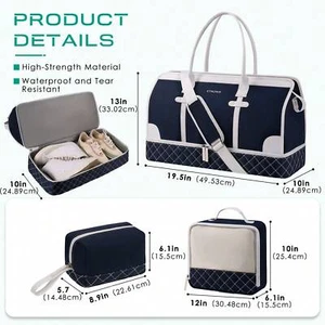 Weekender Overnight Bag For Women, Large Travel Duffle Bag With Shoe Compartment - Picture 1 of 28