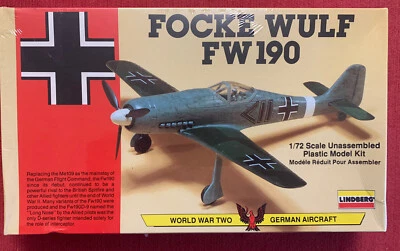 NEW Sealed 1:72 Focke Wulf FW190 World War II German Fighter Lindberg 70582 - Image 1 of 4