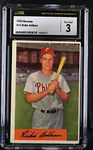 1954 Bowman #15 Richie Ashburn Philadelphia Phillies - CSG 3 Sehr guter Zustand - Bild 1 von 2
