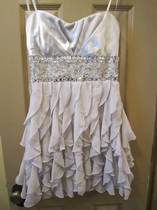 SZ S ARDEN B SILVER BEADED STRAPLESS HOLIDAY MINI DRESS, COCKTAIL PARTY NYE, EUC - Picture 1 of 7
