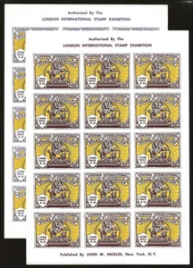 Great-Britain 1950 London Exhibition Cinderella Seal SHEETS Scarce IMPERF VF-NH - Picture 1 of 2